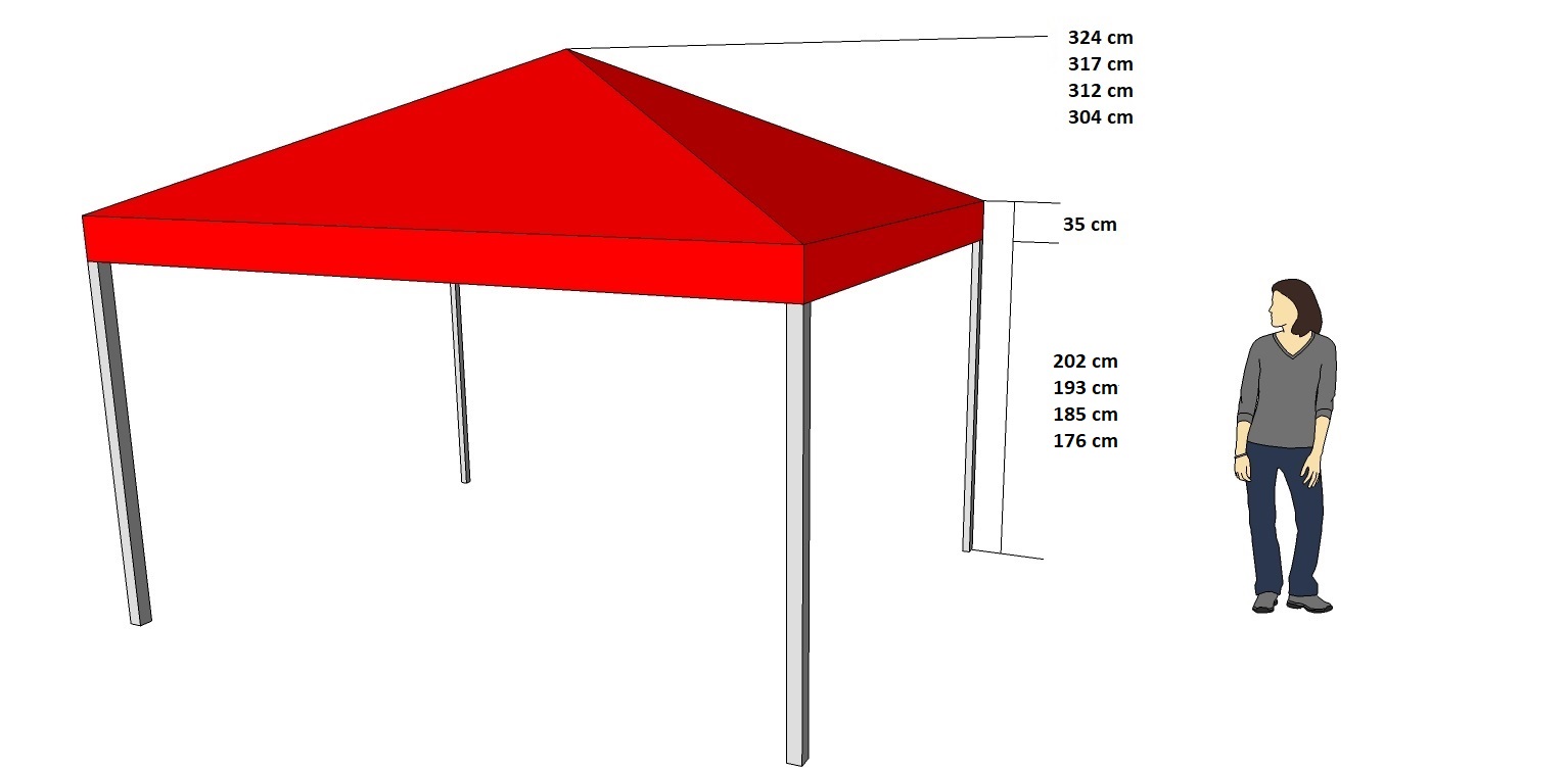 Scherenzelt 3x3 rot SQ